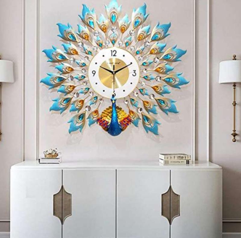 Metal Peacock Wall Clock India in Dimension 35 INCH 